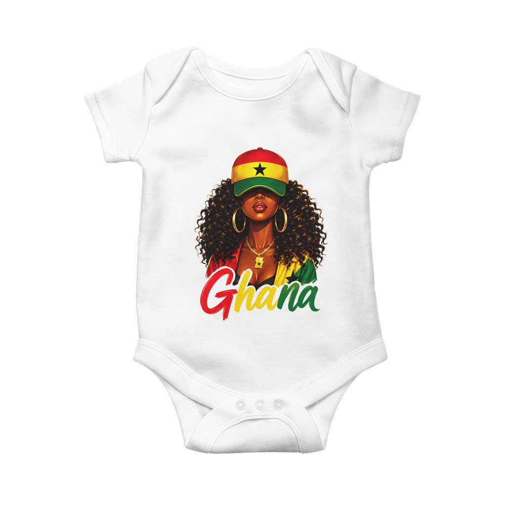 Ghanaian Princess Ghana Flag Melanin Baby Onesie Black Girls TS10 White Print Your Wear