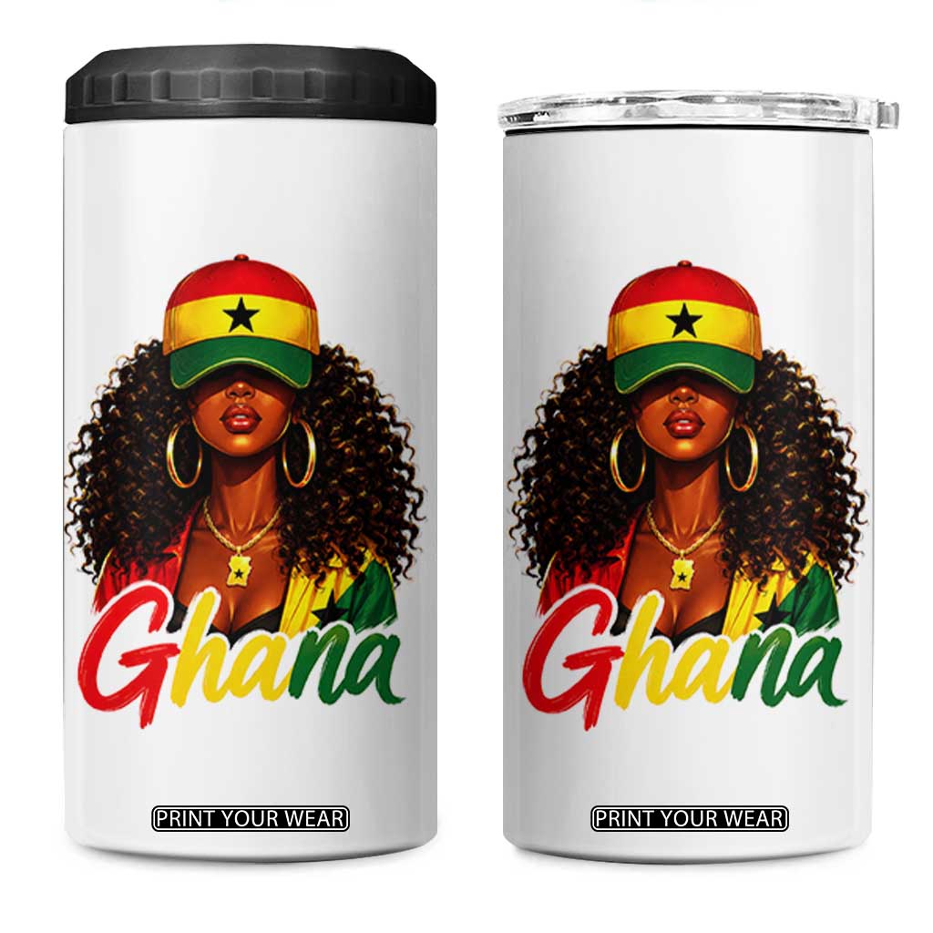 Ghanaian Princess Ghana Flag Melanin 4 in 1 Can Cooler Tumbler Black Girls