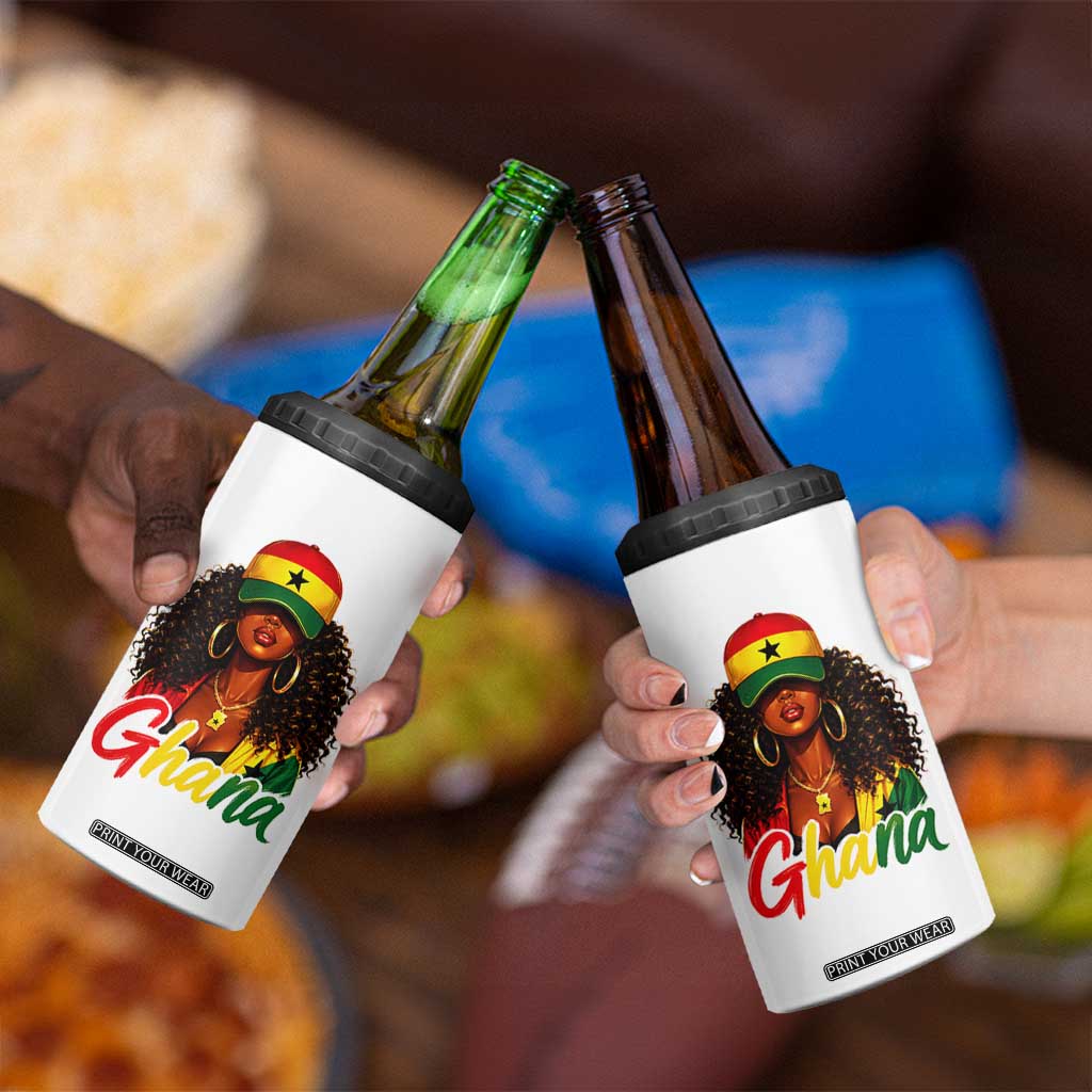Ghanaian Princess Ghana Flag Melanin 4 in 1 Can Cooler Tumbler Black Girls