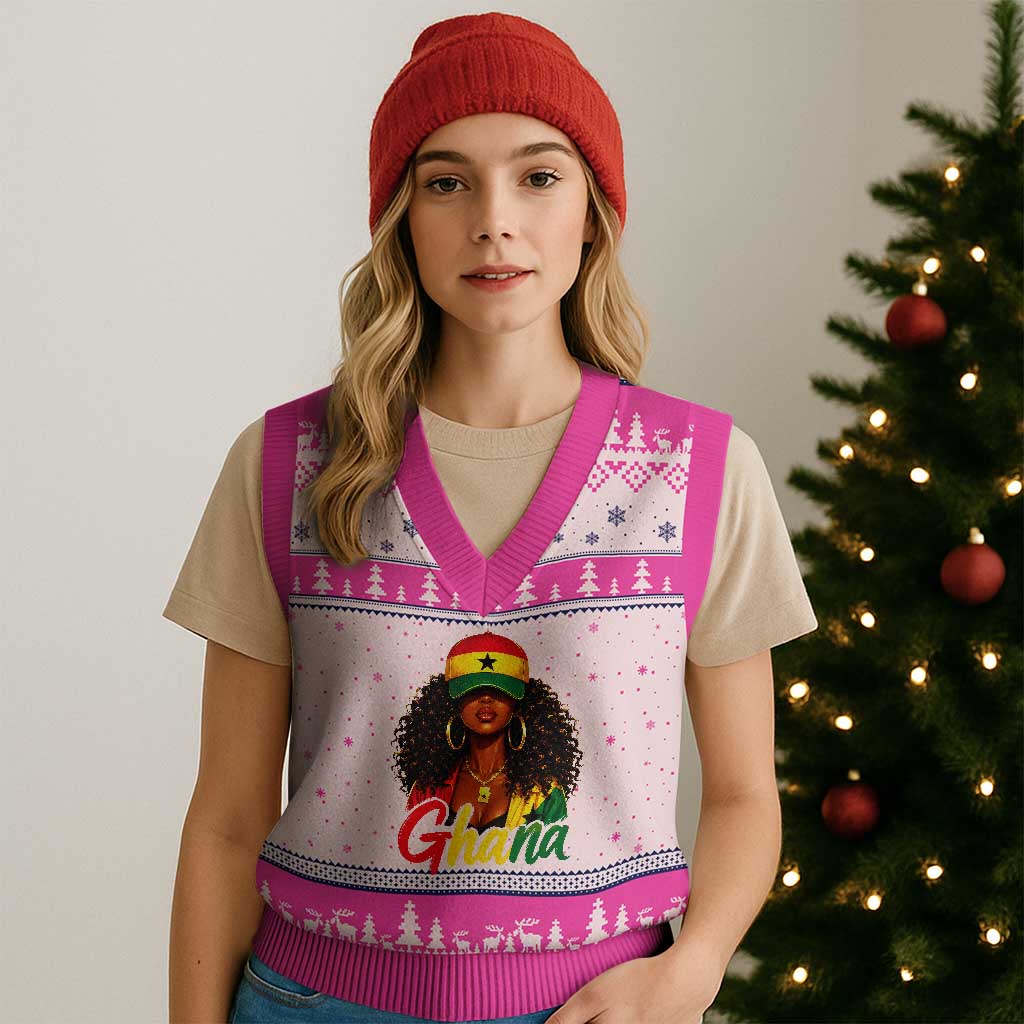 Ghanaian Princess Ghana Flag Melanin V-Neck Knit Sweater Vest Black Girls