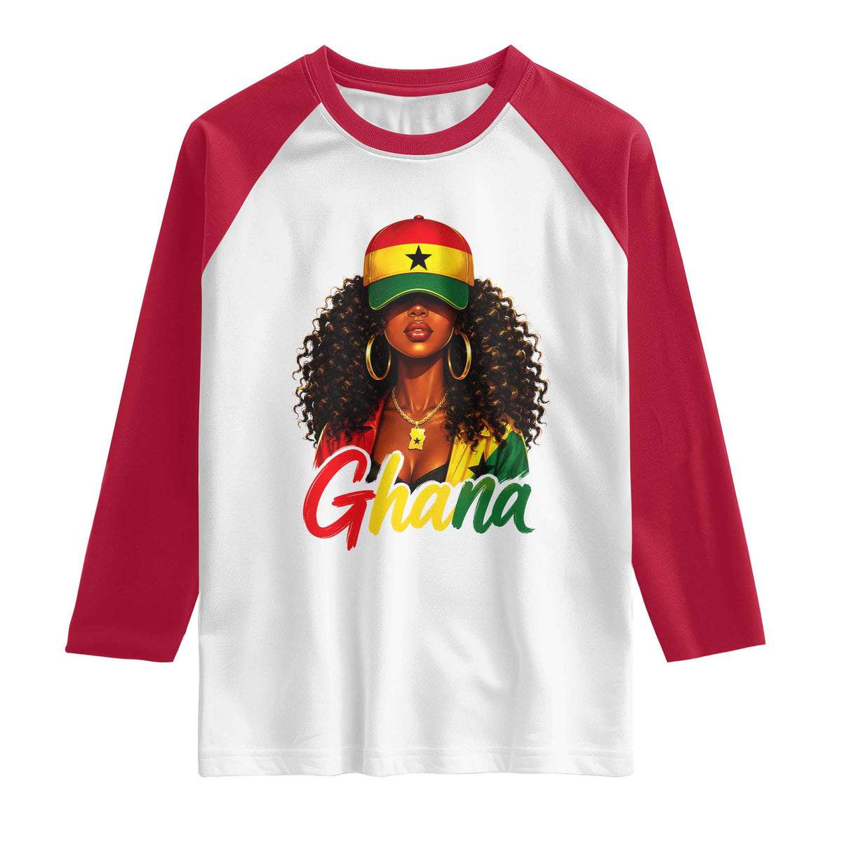 Ghanaian Princess Ghana Flag Melanin Raglan Shirt Black Girls