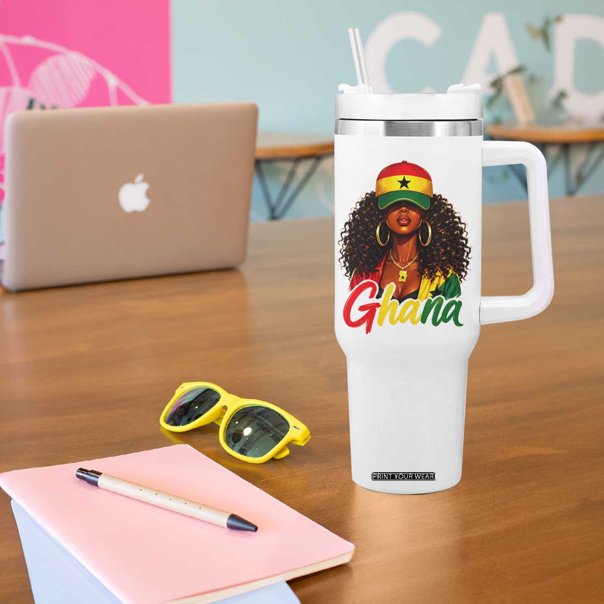Ghanaian Princess Ghana Flag Melanin Tumbler With Handle Black Girls