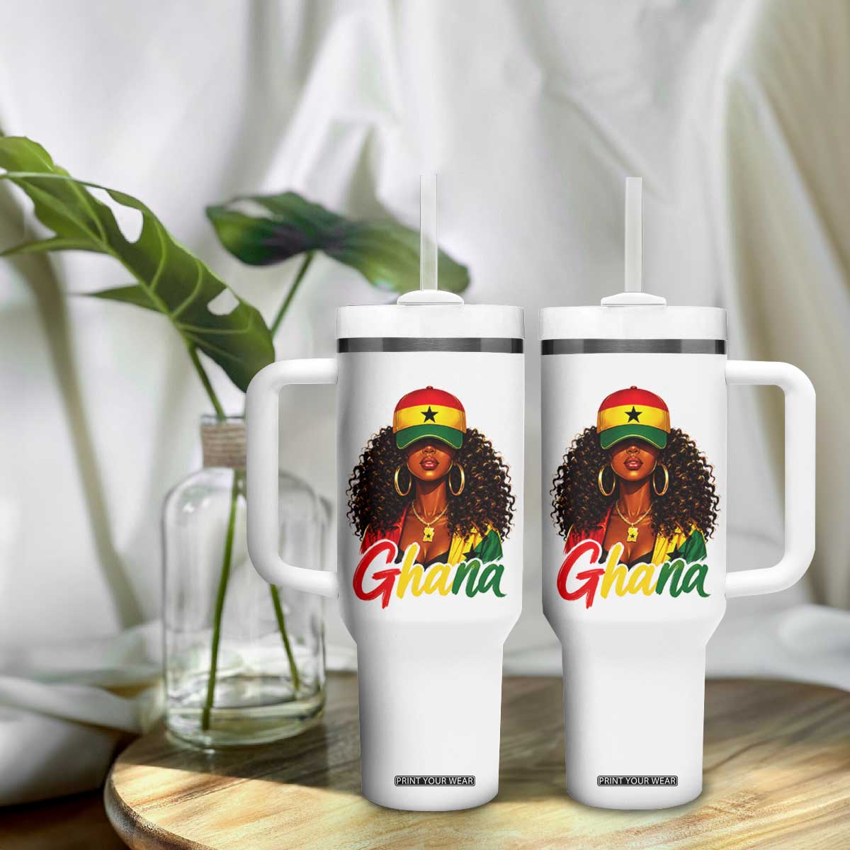 Ghanaian Princess Ghana Flag Melanin Tumbler With Handle Black Girls