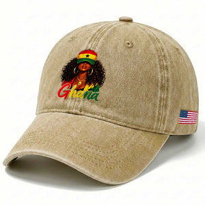 Ghanaian Princess Ghana Flag Melanin Washed Cotton Baseball Cap Black Girls
