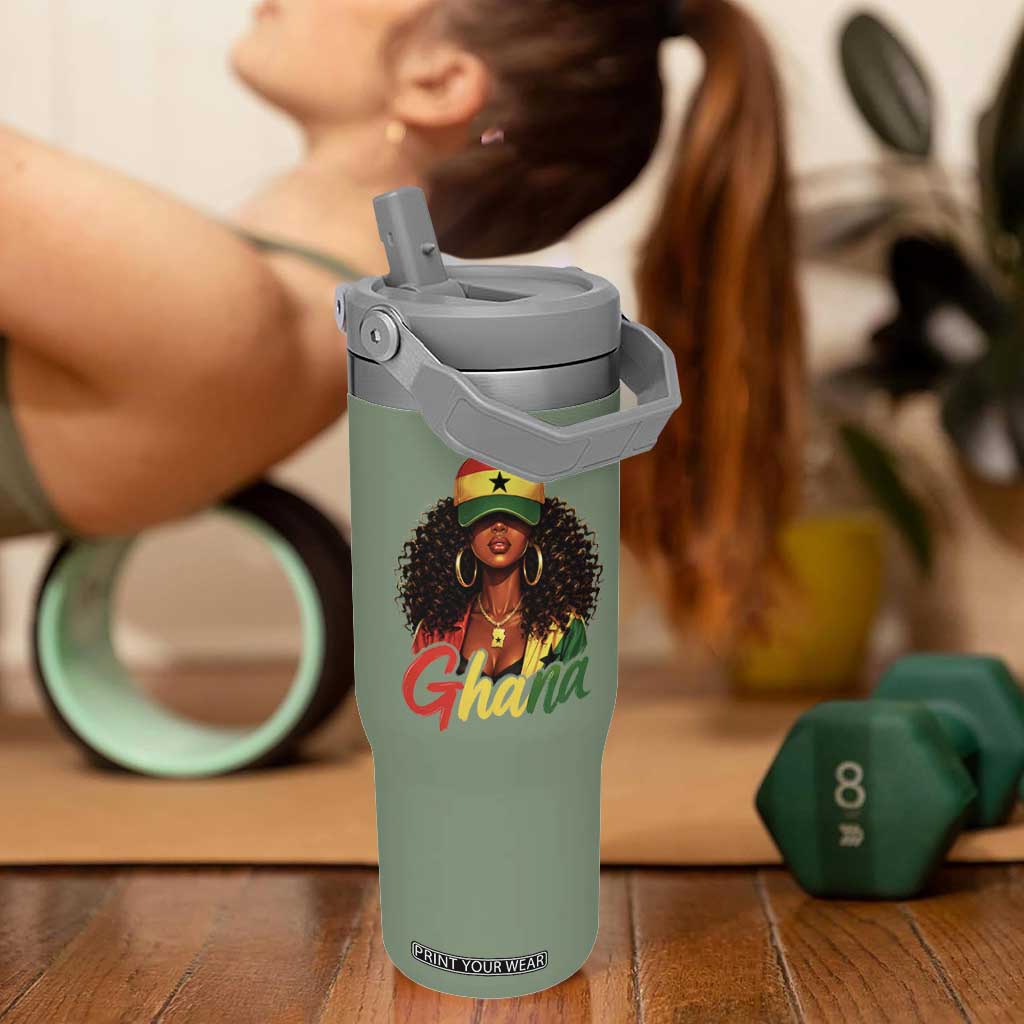 Ghanaian Princess Ghana Flag Melanin Flip Straw Tumbler Black Girls