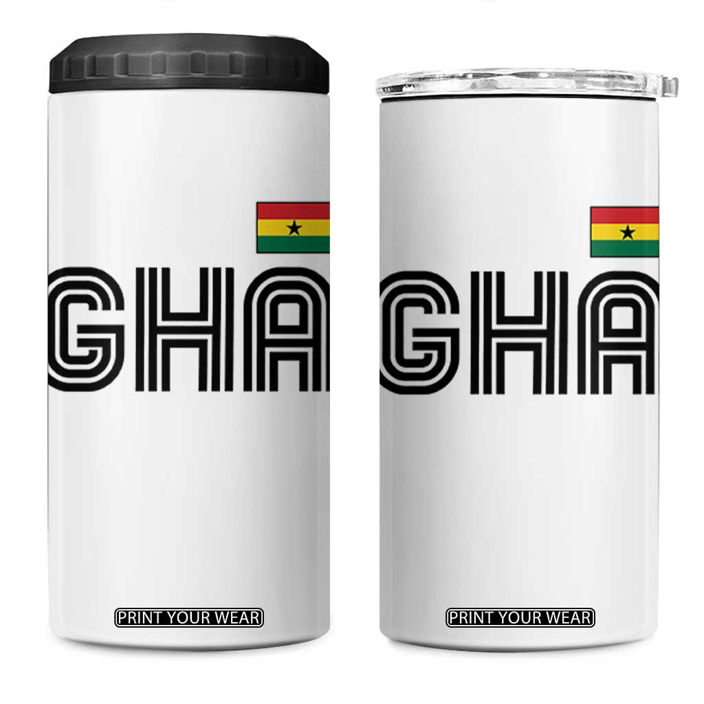 Proud Ghanaian 4 in 1 Can Cooler Tumbler Minimalist Ghana Typography Design Ghana Flag