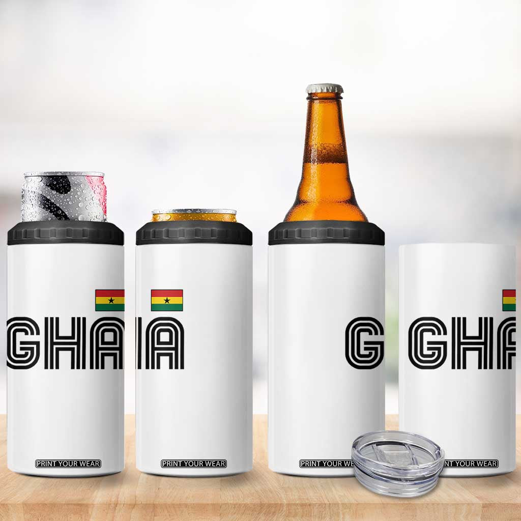 Proud Ghanaian 4 in 1 Can Cooler Tumbler Minimalist Ghana Typography Design Ghana Flag