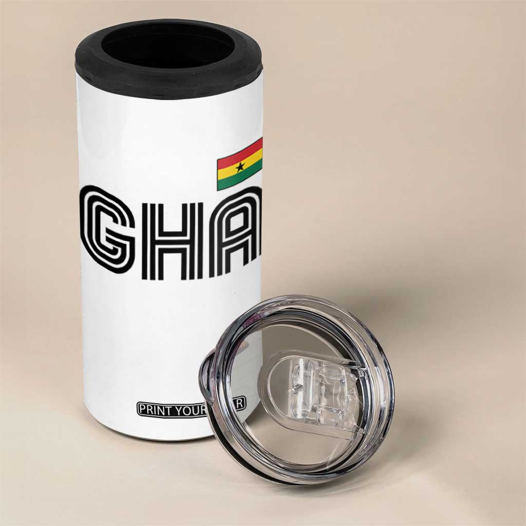 Proud Ghanaian 4 in 1 Can Cooler Tumbler Minimalist Ghana Typography Design Ghana Flag