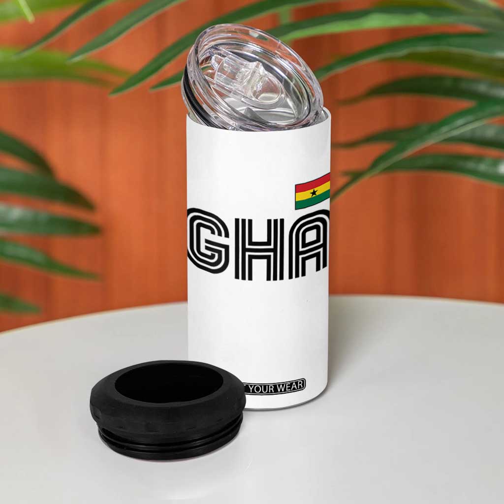 Proud Ghanaian 4 in 1 Can Cooler Tumbler Minimalist Ghana Typography Design Ghana Flag