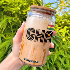 Proud Ghanaian Glass Can Minimalist Ghana Typography Design Ghana Flag