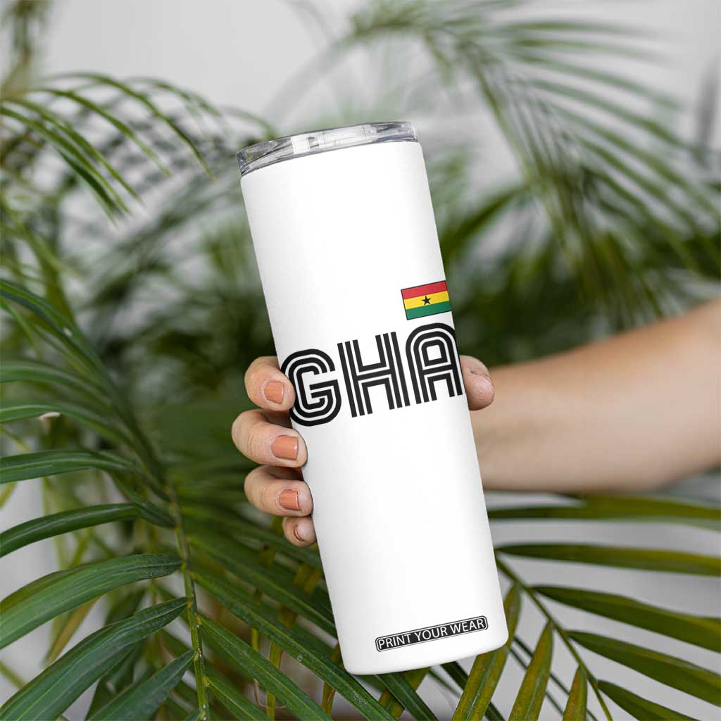 Proud Ghanaian Skinny Tumbler Minimalist Ghana Typography Design Ghana Flag
