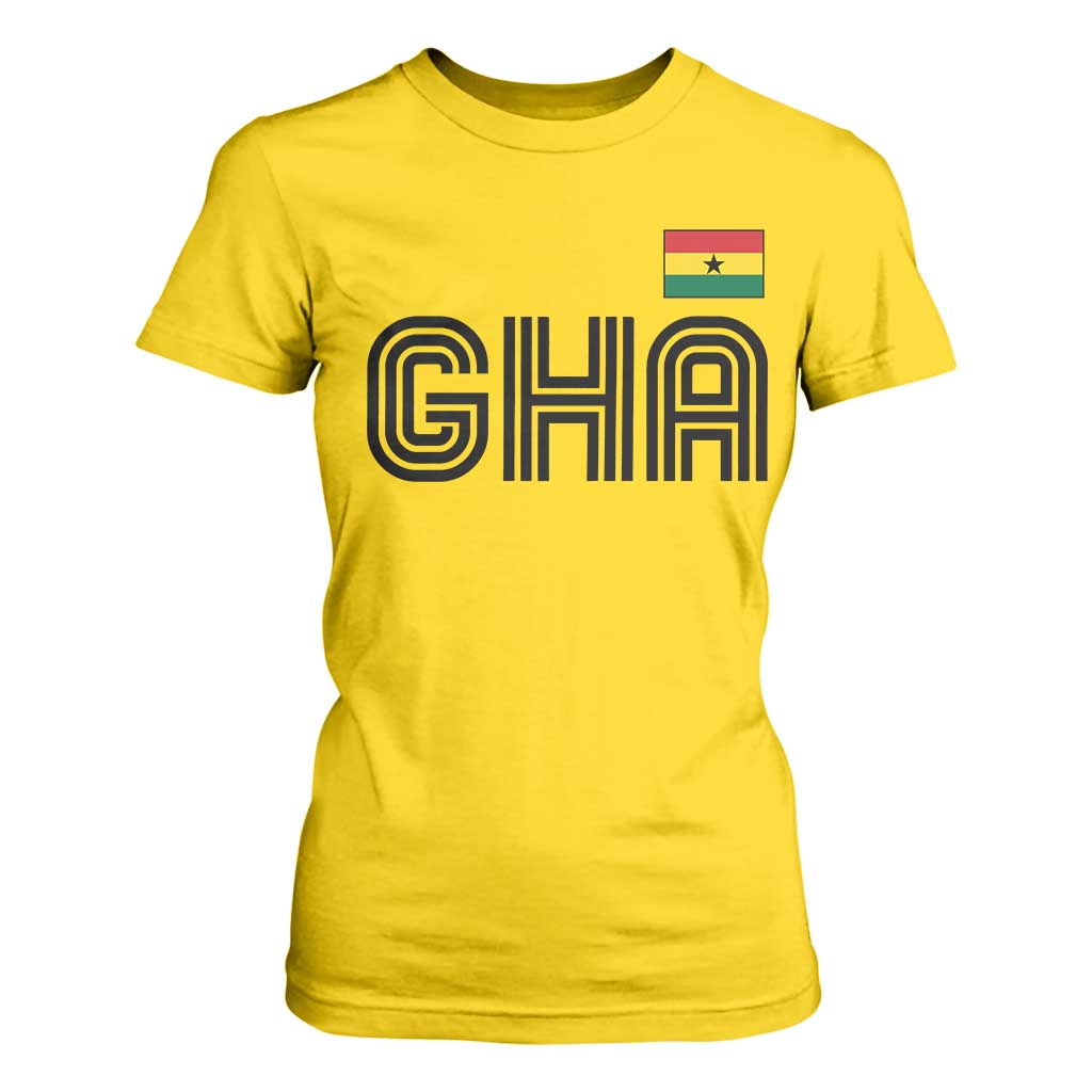 Proud Ghanaian T Shirt For Women Minimalist Ghana Typography Design Ghana Flag