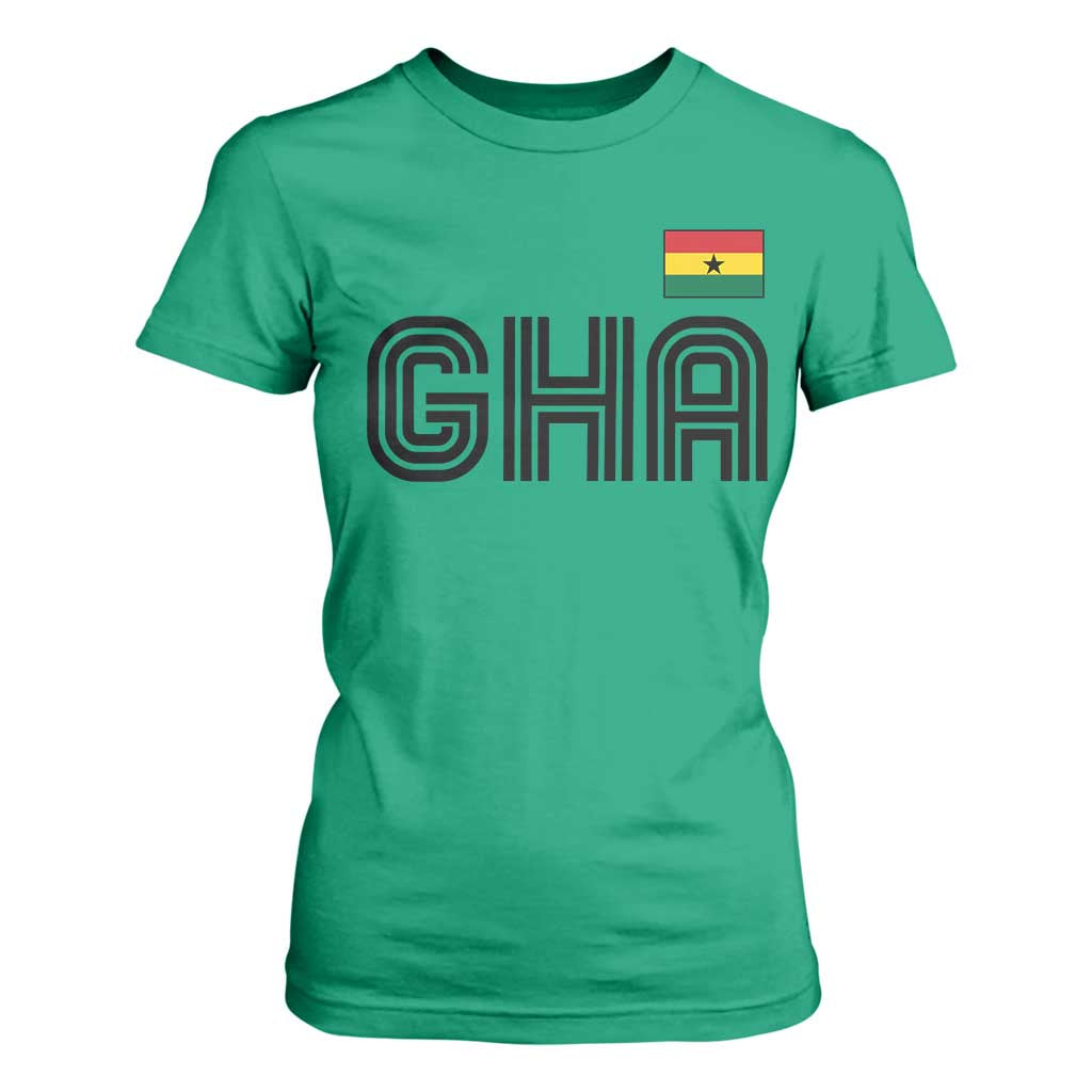 Proud Ghanaian T Shirt For Women Minimalist Ghana Typography Design Ghana Flag