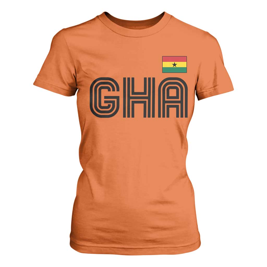 Proud Ghanaian T Shirt For Women Minimalist Ghana Typography Design Ghana Flag