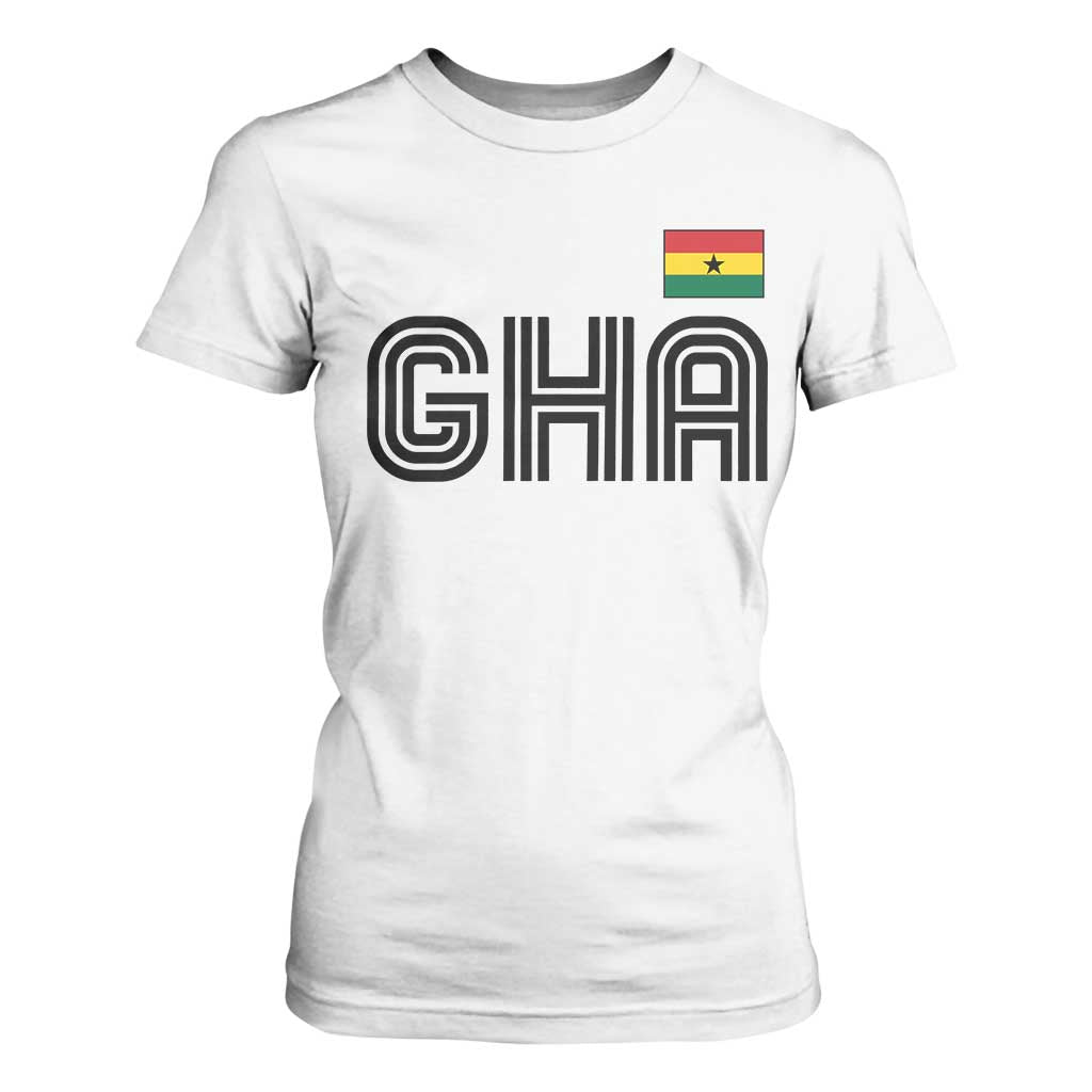 Proud Ghanaian T Shirt For Women Minimalist Ghana Typography Design Ghana Flag