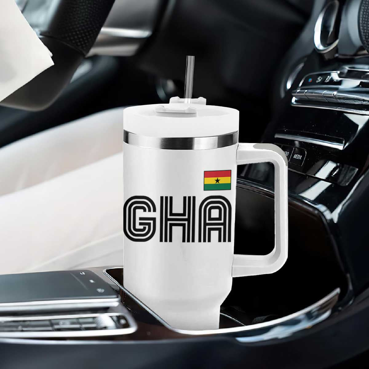 Proud Ghanaian Tumbler With Handle Minimalist Ghana Typography Design Ghana Flag
