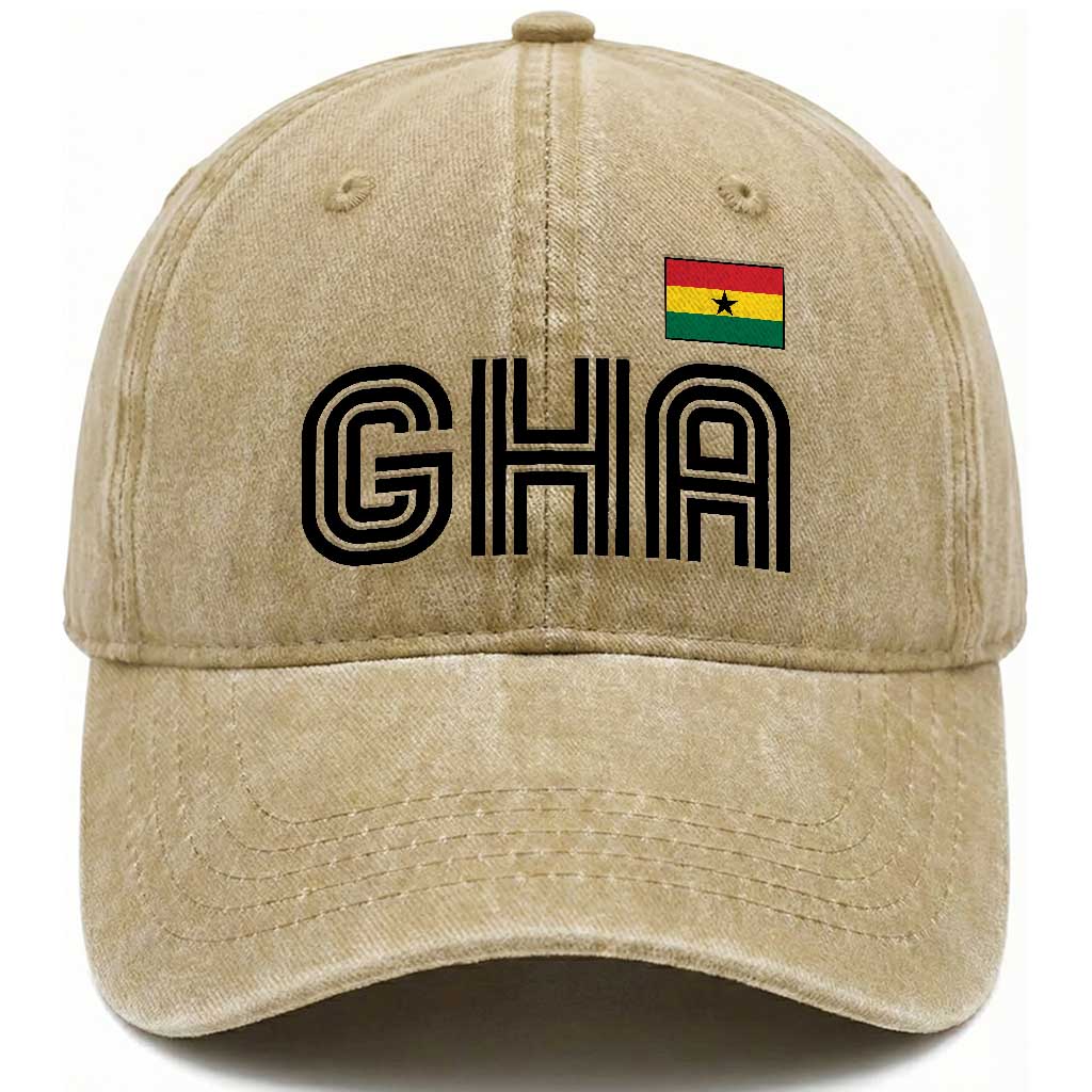 Proud Ghanaian Washed Cotton Baseball Cap Minimalist Ghana Typography Design Ghana Flag