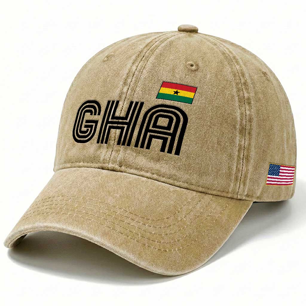 Proud Ghanaian Washed Cotton Baseball Cap Minimalist Ghana Typography Design Ghana Flag
