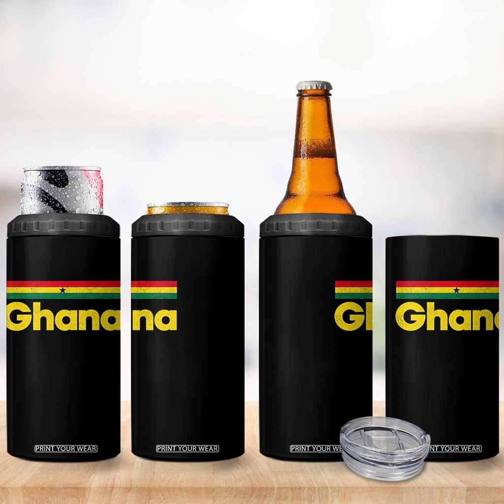 Vintage Ghana Flag 4 in 1 Can Cooler Tumbler Proud Ghanaian Heritage African Pride