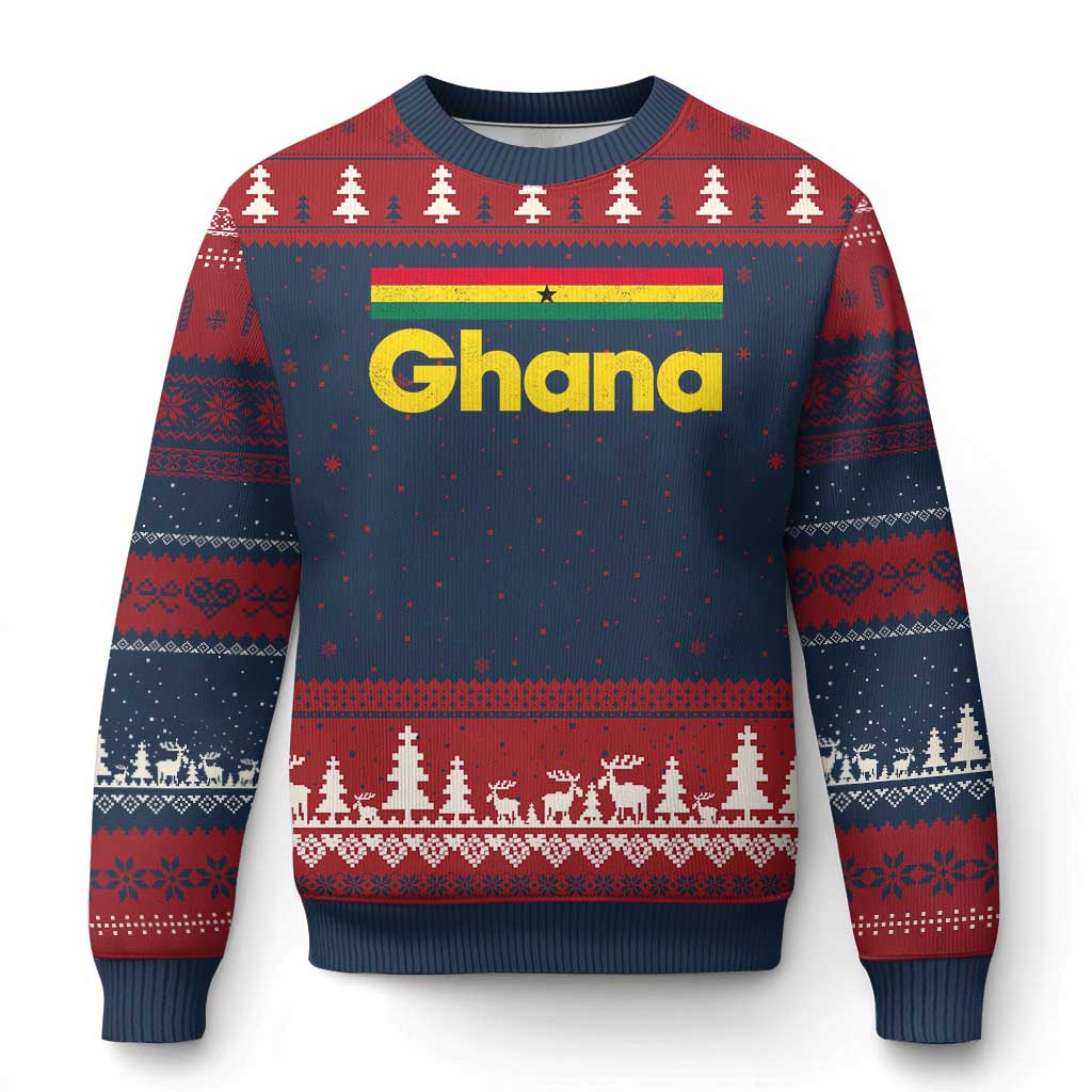 Vintage Ghana Flag Ugly Christmas Sweater Proud Ghanaian Heritage African Pride