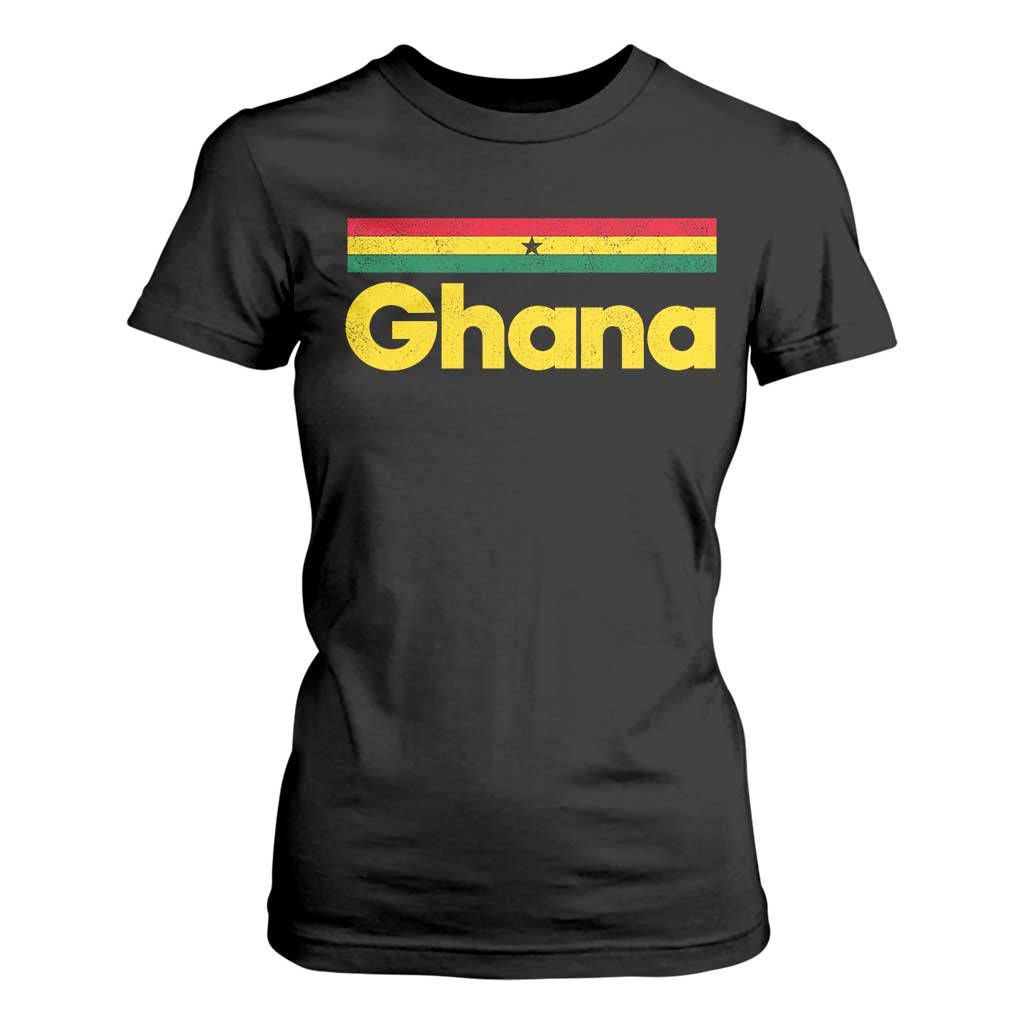 Vintage Ghana Flag T Shirt For Women Proud Ghanaian Heritage African Pride
