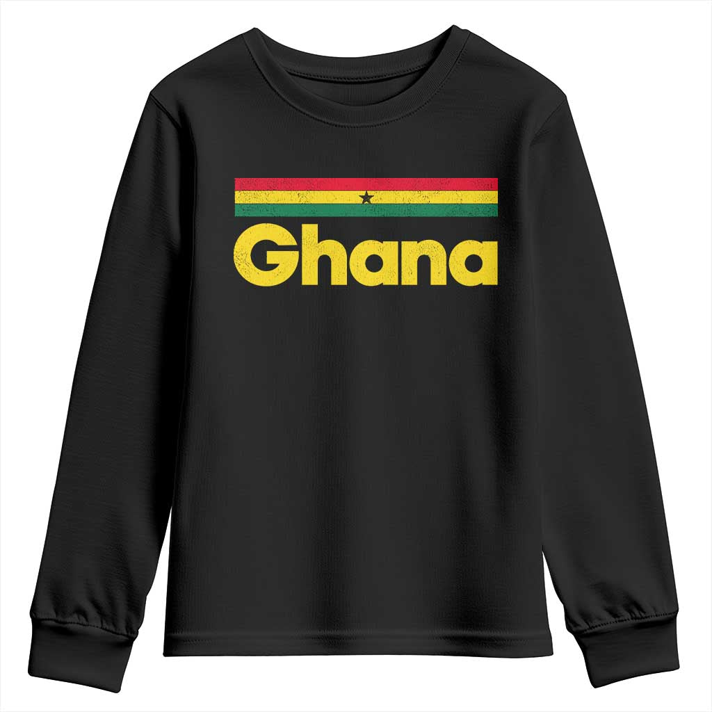Vintage Ghana Flag Youth Sweatshirt Proud Ghanaian Heritage African Pride TS10 Black Print Your Wear