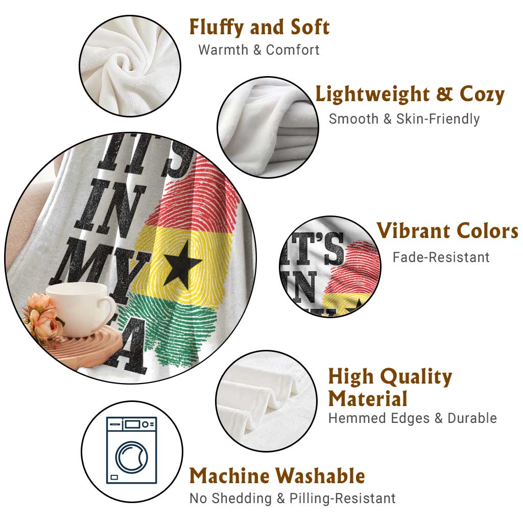 Its In My DNA Ghana Throw Blanket Fingerprint Flag Proud Ghanaian Heritage Ghanese Roots