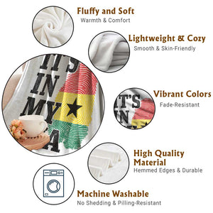 Its In My DNA Ghana Throw Blanket Fingerprint Flag Proud Ghanaian Heritage Ghanese Roots