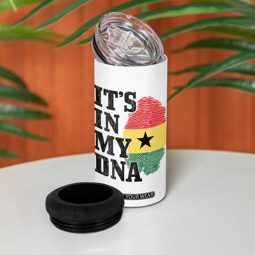 Its In My DNA Ghana 4 in 1 Can Cooler Tumbler Fingerprint Flag Proud Ghanaian Heritage Ghanese Roots