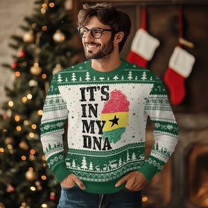 Its In My DNA Ghana Ugly Christmas Sweater Fingerprint Flag Proud Ghanaian Heritage Ghanese Roots