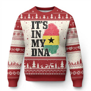 Its In My DNA Ghana Ugly Christmas Sweater Fingerprint Flag Proud Ghanaian Heritage Ghanese Roots