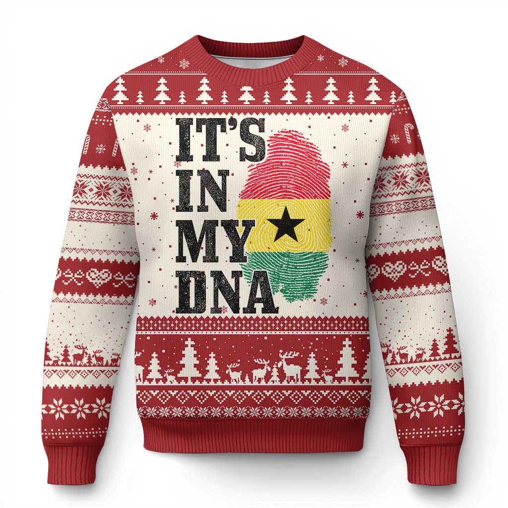 Its In My DNA Ghana Ugly Christmas Sweater Fingerprint Flag Proud Ghanaian Heritage Ghanese Roots TS10 Beige Red Print Your Wear