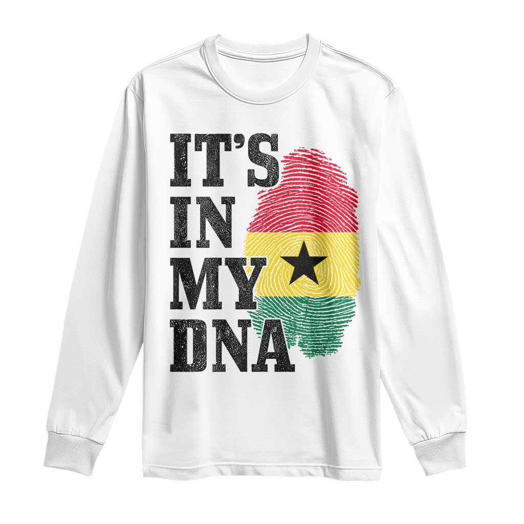Its In My DNA Ghana Long Sleeve Shirt Fingerprint Flag Proud Ghanaian Heritage Ghanese Roots TS10 White Print Your Wear
