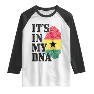 Its In My DNA Ghana Raglan Shirt Fingerprint Flag Proud Ghanaian Heritage Ghanese Roots