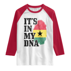 Its In My DNA Ghana Raglan Shirt Fingerprint Flag Proud Ghanaian Heritage Ghanese Roots