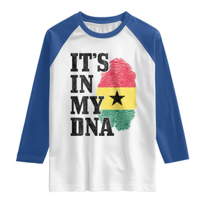 Its In My DNA Ghana Raglan Shirt Fingerprint Flag Proud Ghanaian Heritage Ghanese Roots