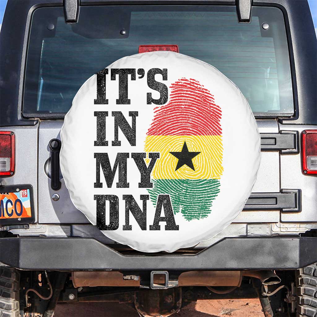 Its In My DNA Ghana Spare Tire Cover Fingerprint Flag Proud Ghanaian Heritage Ghanese Roots TS10 No hole White Print Your Wear
