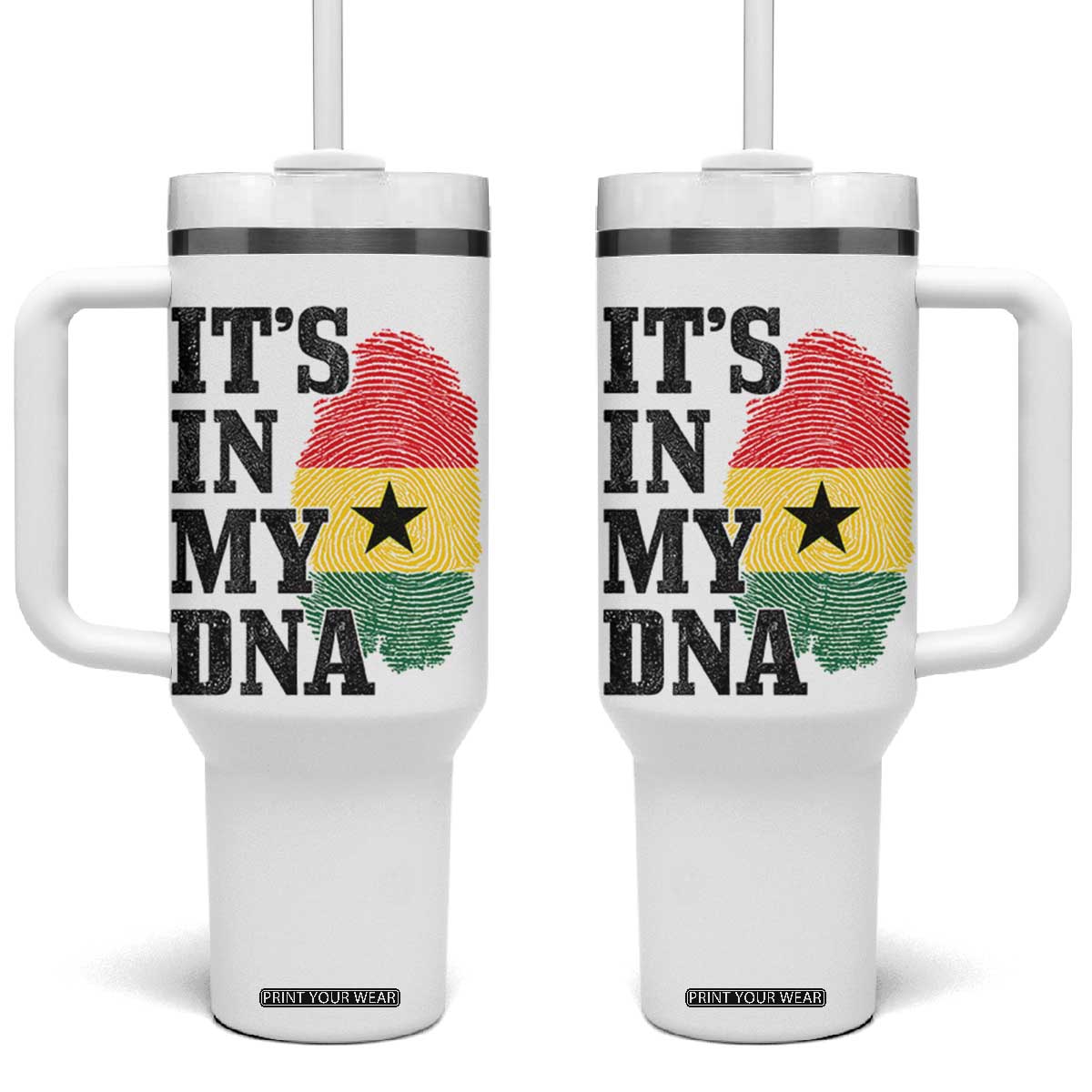 Its In My DNA Ghana Tumbler With Handle Fingerprint Flag Proud Ghanaian Heritage Ghanese Roots