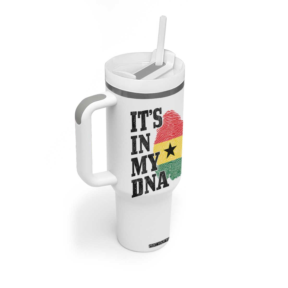 Its In My DNA Ghana Tumbler With Handle Fingerprint Flag Proud Ghanaian Heritage Ghanese Roots