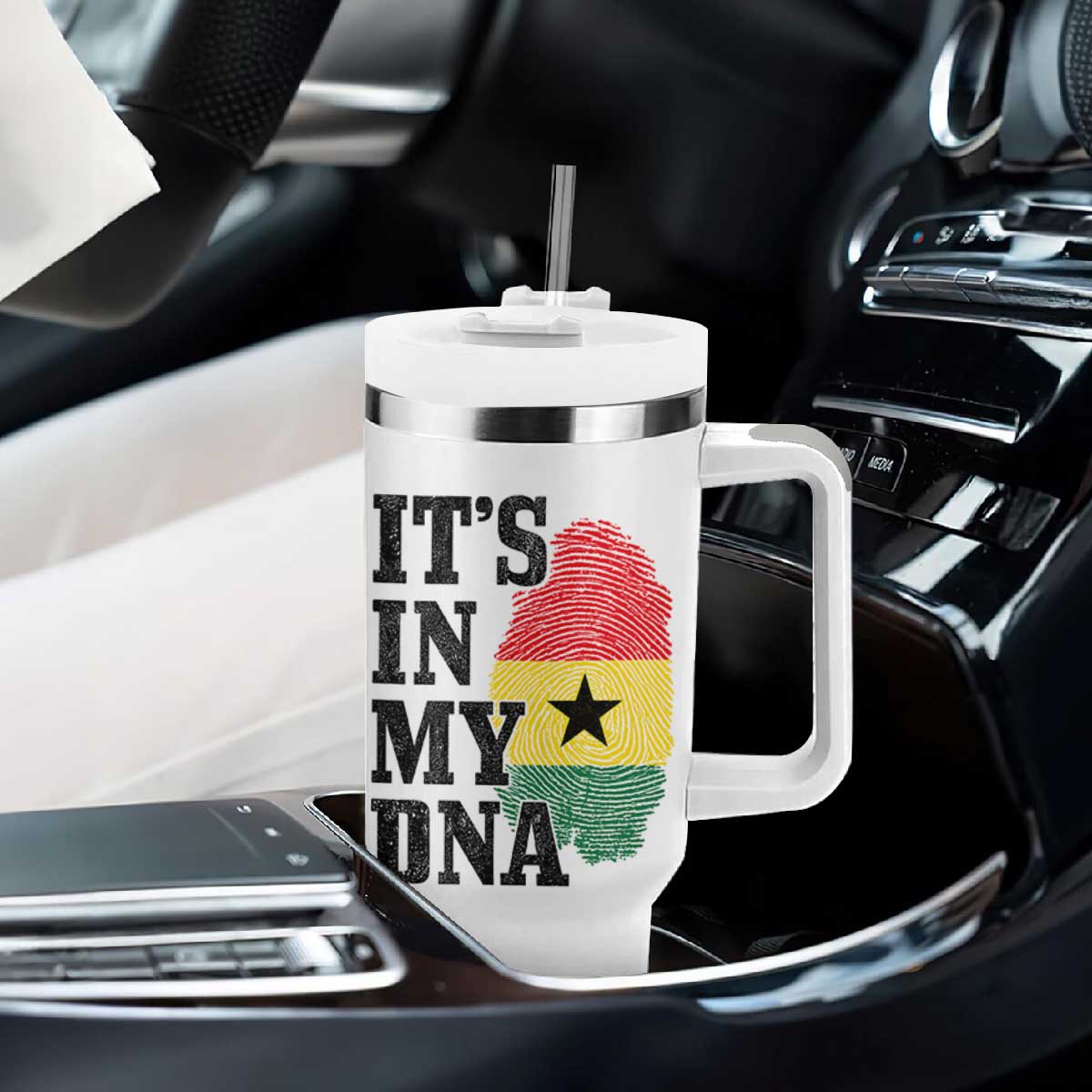 Its In My DNA Ghana Tumbler With Handle Fingerprint Flag Proud Ghanaian Heritage Ghanese Roots
