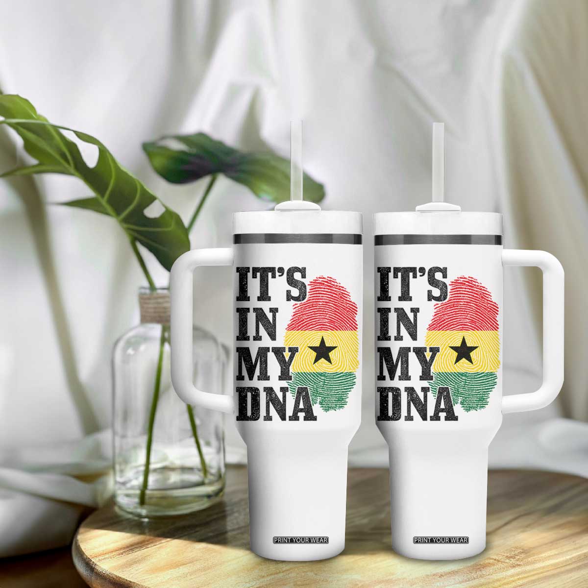 Its In My DNA Ghana Tumbler With Handle Fingerprint Flag Proud Ghanaian Heritage Ghanese Roots