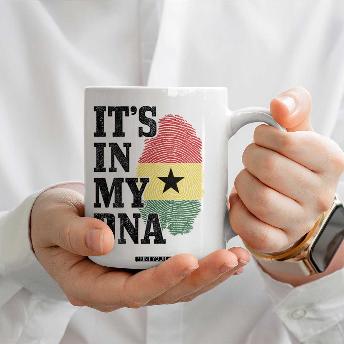 Its In My DNA Ghana Coffee Mug Fingerprint Flag Proud Ghanaian Heritage Ghanese Roots
