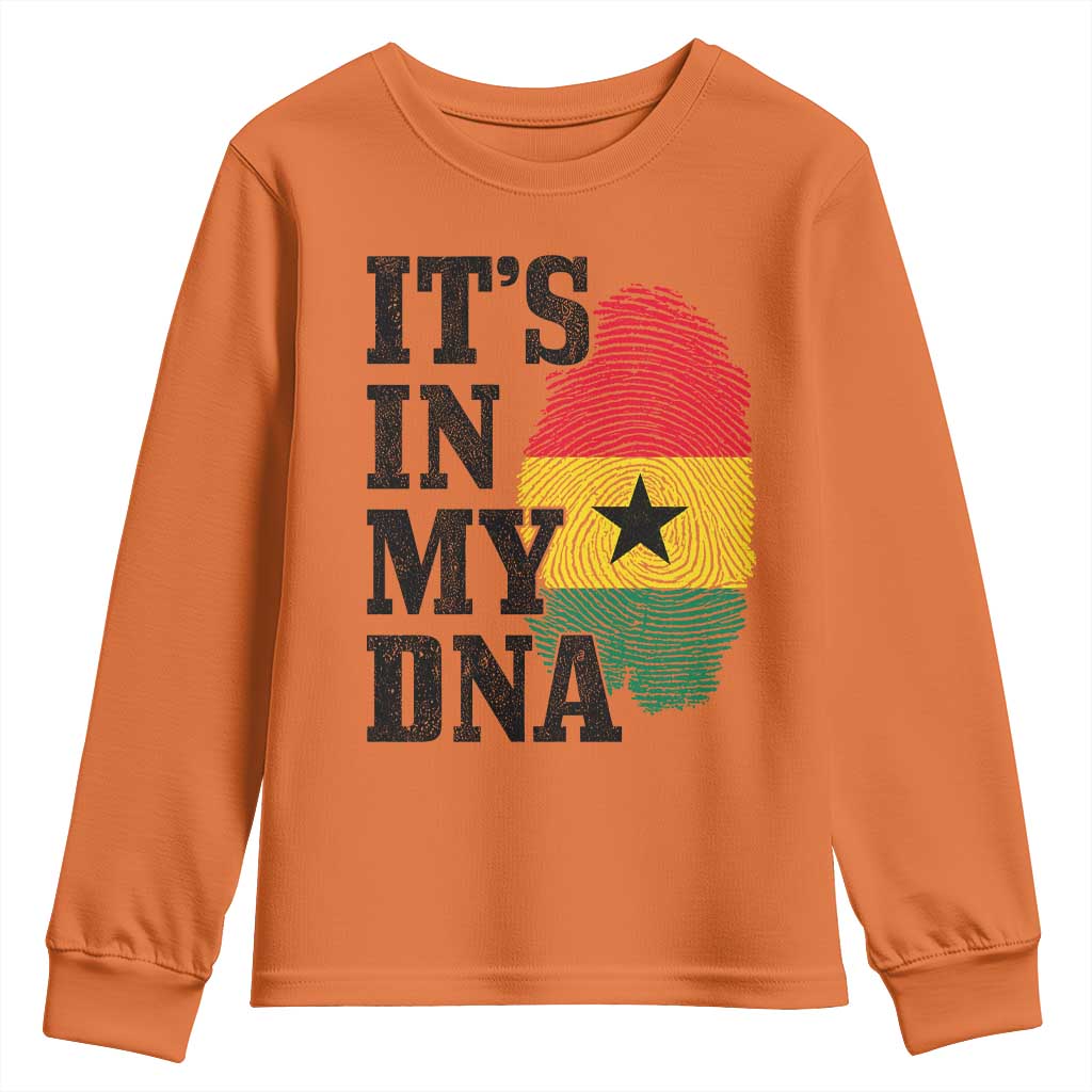 Its In My DNA Ghana Youth Sweatshirt Fingerprint Flag Proud Ghanaian Heritage Ghanese Roots