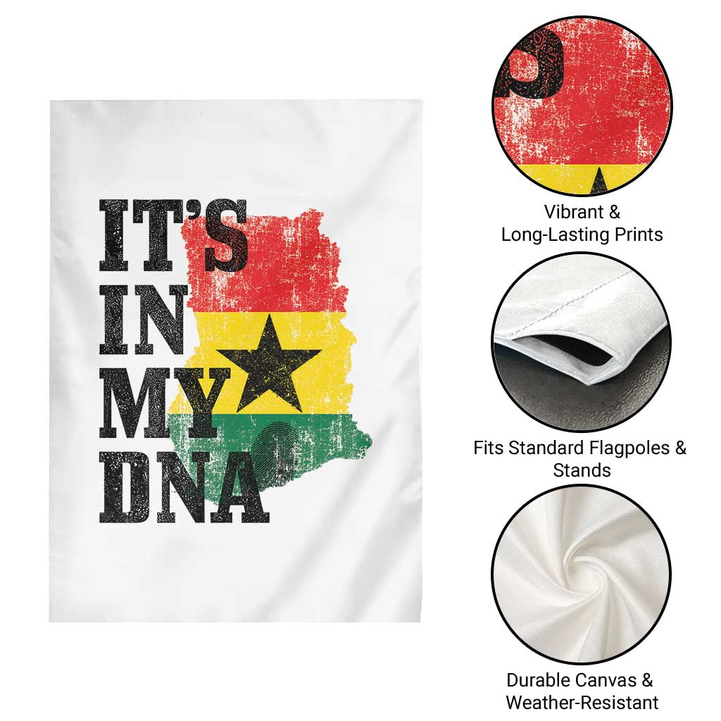 Its In My DNA Ghana Garden Flag Proud Ghanaian Heritage Ghanese Roots Vintage Ghana Map Flag