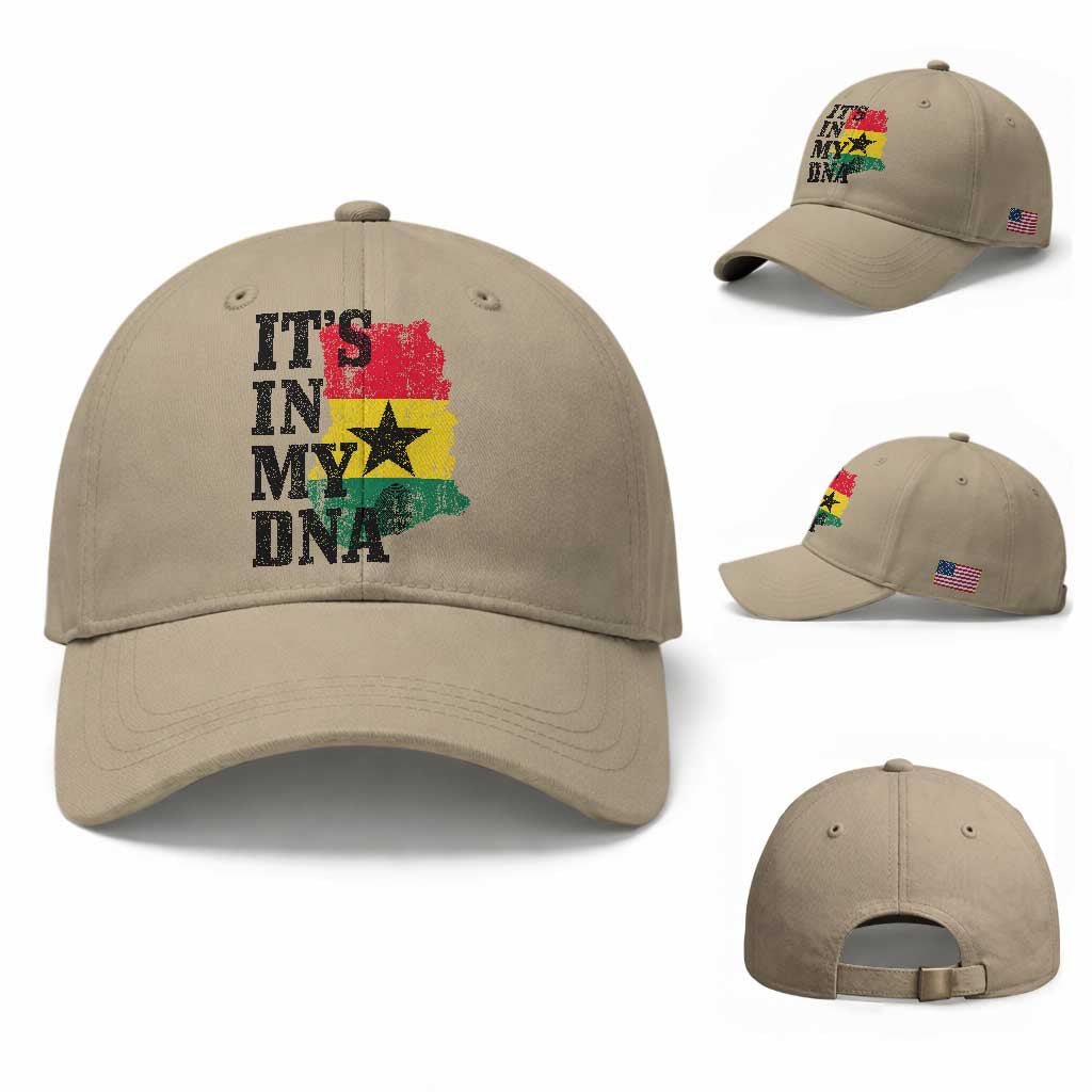 Its In My DNA Ghana Baseball Cap Proud Ghanaian Heritage Ghanese Roots Vintage Ghana Map Flag