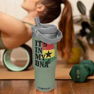 Its In My DNA Ghana Flip Straw Tumbler Proud Ghanaian Heritage Ghanese Roots Vintage Ghana Map Flag