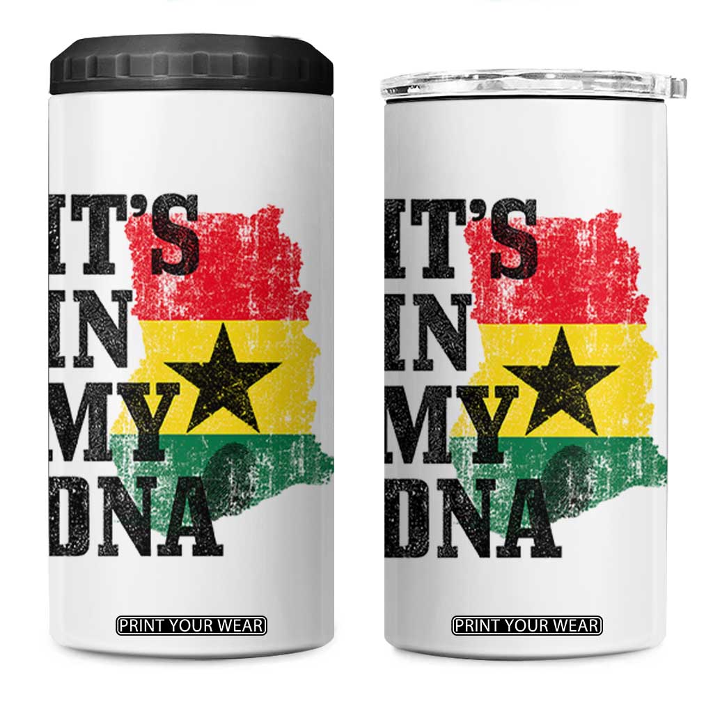 Its In My DNA Ghana 4 in 1 Can Cooler Tumbler Proud Ghanaian Heritage Ghanese Roots Vintage Ghana Map Flag