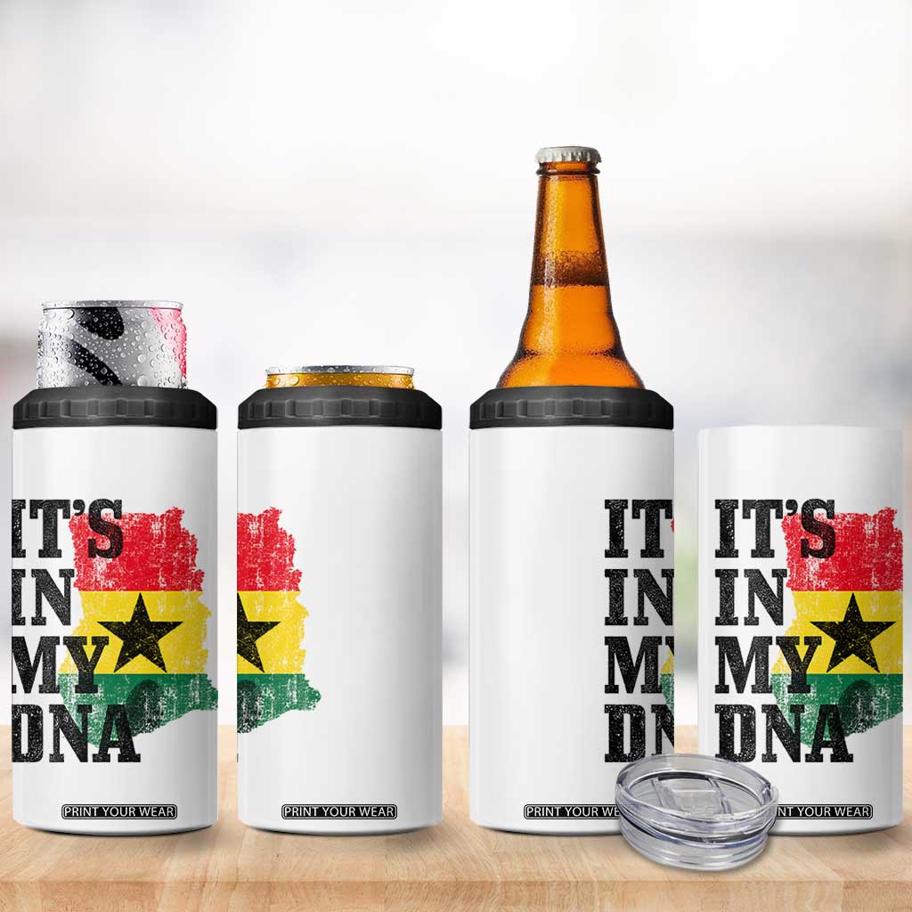 Its In My DNA Ghana 4 in 1 Can Cooler Tumbler Proud Ghanaian Heritage Ghanese Roots Vintage Ghana Map Flag