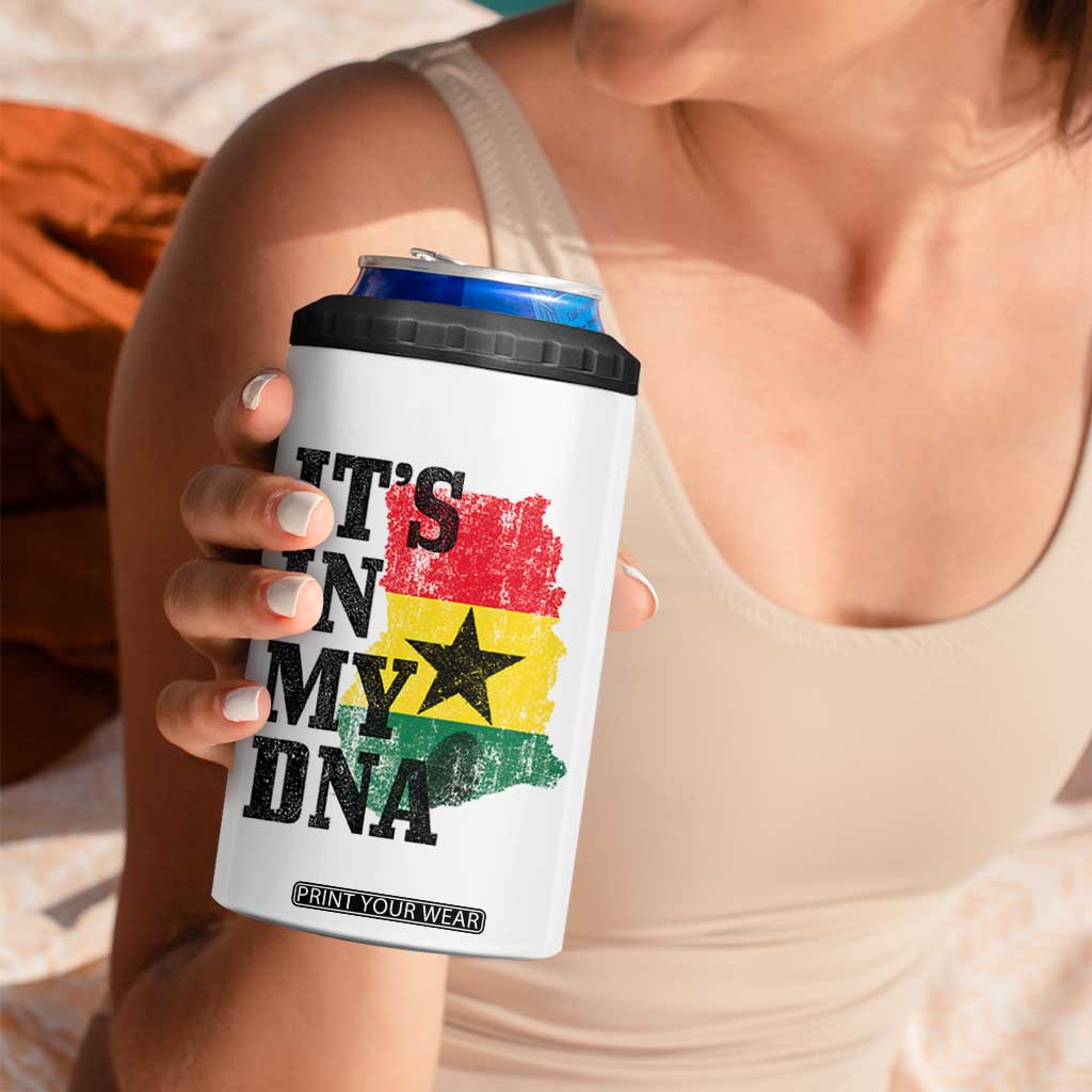 Its In My DNA Ghana 4 in 1 Can Cooler Tumbler Proud Ghanaian Heritage Ghanese Roots Vintage Ghana Map Flag