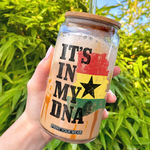 Its In My DNA Ghana Glass Can Proud Ghanaian Heritage Ghanese Roots Vintage Ghana Map Flag